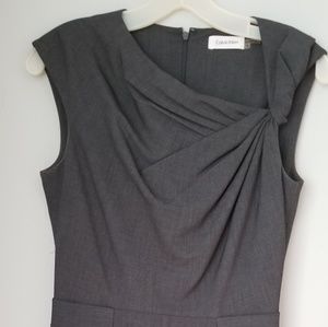 Calvin Klein Asymmetric V Neck Sheath Dress